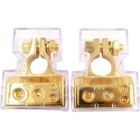 1 Paire Cosses Batterie de Voiture Robustes Lourde Charge Connecteurs de Borne de Batterie de Voiture Bornes de Batterie Positives et Négatives +/- Battery Terminal avec Coque Transparen