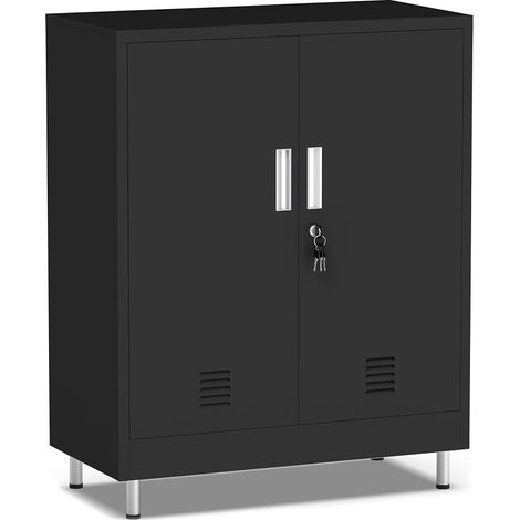 Metal Storage Cabinet, Lockable, 102.3H cm, Black (1/5)