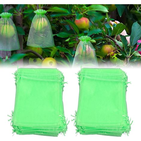 Sachets de Protection pour Fruits - Sacs Filet Réutilisables Organza - 100 Pièces - 15x20cm Vert (1/5)