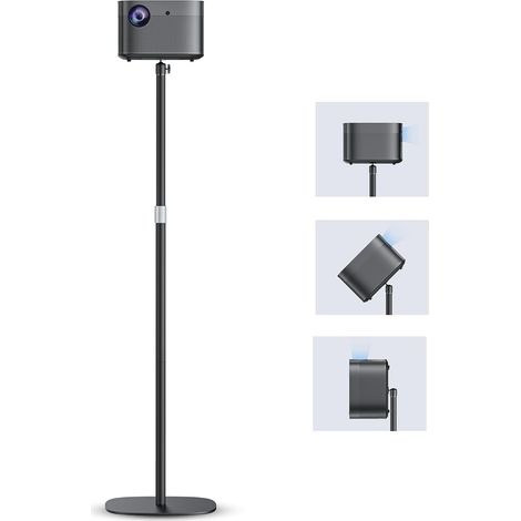 Support de Projecteur en Alliage d’aluminium, Hauteur réglable de 90à 135cm avec Rotation d'angle à 360°, Peu encombrant, Supporte jusqu'à 5 kg, Compatible avec Projecteur, Appareils Photo et Plus En (1/4)