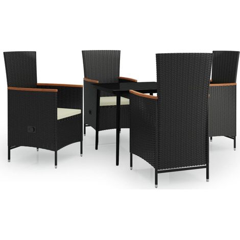 Set da pranzo da giardino mobili da esterno con cuscini 5 pezzi nero 020014149