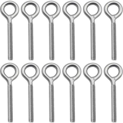 Lot de 12 Boulons à Anneau M6 x 70mm en Acier Inoxydable 304 - Tiges Filetées à Anneau Comme Pièces de Fixation Idéal pour Suspension les Articles dans la Maison les Jardins ou les Industries (1/5)