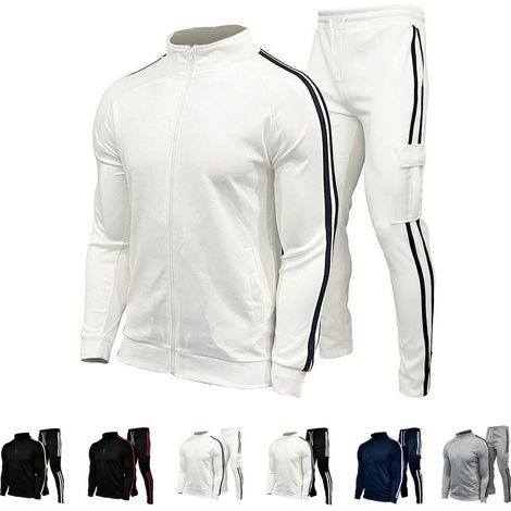Survêtement homme 2 pièces sport décontracté, sweat à zip et pantalon jogging, ensemble running longue manche (1/3)