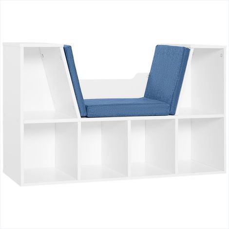Bibliothèque banc avec coffre de rangement et coussins 6 Bleu (1/5)