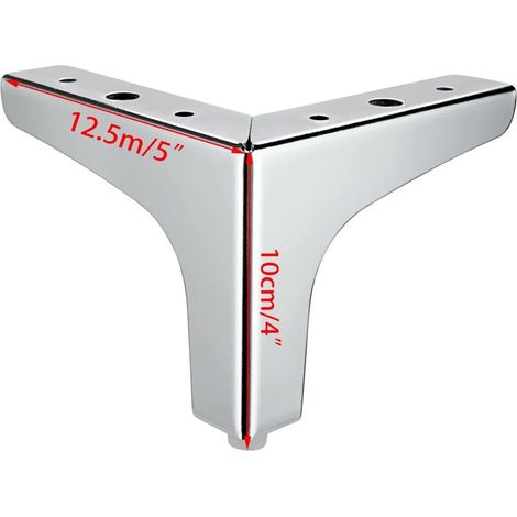 10 cm hohe Sofabeine aus Metall, 4 Stück, moderne Möbelbeine, Sofabeine, selbstbaubare Möbelbeine, Ersatzbeine für TV-Ständer und Sofas, silberfarben