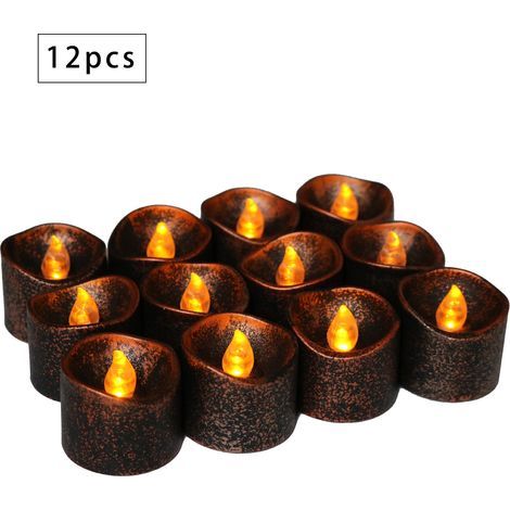 Set of 12 LED candles, CR2032 batteries, odorless candles, transparent flameless tealight candles, flickering