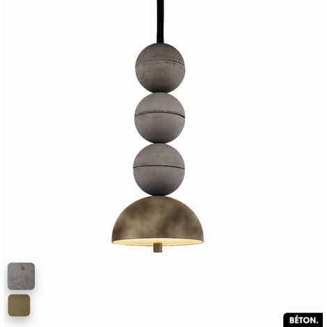 Lampe de suspension en béton velours - BOSFOR CONCRETE VELVET GRIS - PEYOTE 3 BALLES LED 14W (1/2)