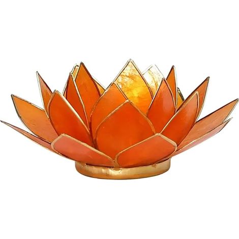 Porte Bougie Fleur de Lotus Orange et Or 2nd chakra