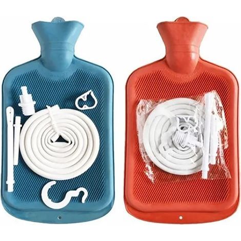 Kit de Détoxification Intestinale avec Sac de Lavement 2L, Tuyau Long et Régulateur de Débit, Accessoire de Nettoyage du Côlon en Bleu (1/5)