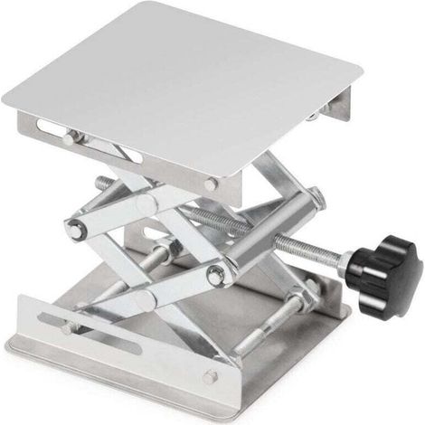 Plateforme élévatrice de laboratoire, plateforme élévatrice de laboratoire en acier inoxydable, 100 x 100 mm, hauteur de levage extensible de 45 à 150 mm, capacité de charge 5 kg.
