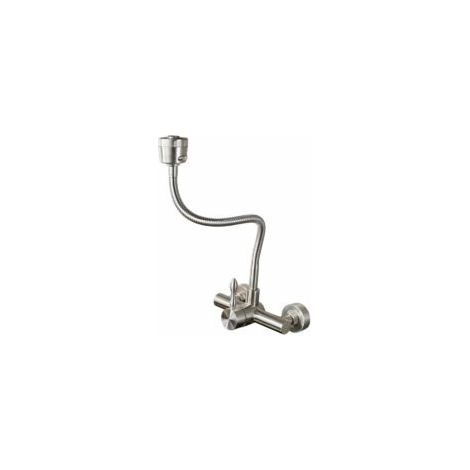 Grifo mezclador de cocina de acero inoxidable 304, grifo mural de 360° con caño flexible (montaje en pared)