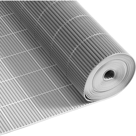 Tapis de Drainage Antidérapant 90x1500 cm, Caillebotis Piscine en PVC, Revêtement de Sol pour Zones Humides Restaurant Piscine Terrasse Salle de Bain, Tapis Antifatigue Drainant en Rouleau, Gris (1/5)