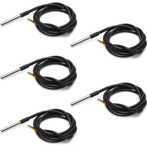 5 PCS 18B20 Capteur de température étanche Thermocouple Thermomètre 1 M avec câble Thermique de résistance Thermique (1/5)