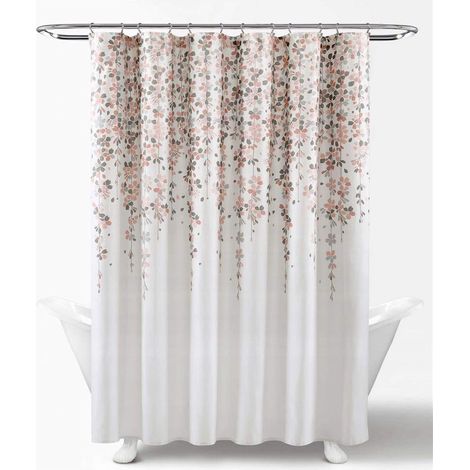 Rideau de Douche Fleur pleureur, Blush et Gris (1/4)