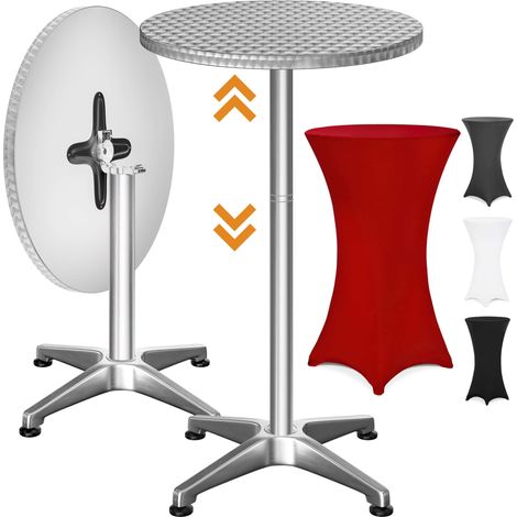 CASARIA® Table Basse Mange debout en Aluminium - Table à Manger et Meuble Cuisine - Hauteur Réglable 70-115 cm, Plateau Pliable 60 cm, 4 Pieds Stables, Résistante aux Intempéries, Housse Incluse Roug (1/5)