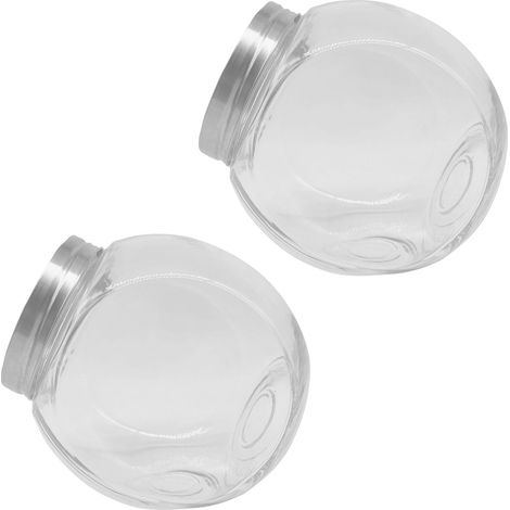 Relaxdays Candy Jars, Set of 2, 2 Litres, Storage Jars for Sweets, Stainless Steel Lid, Transparent/Silver (1/5)