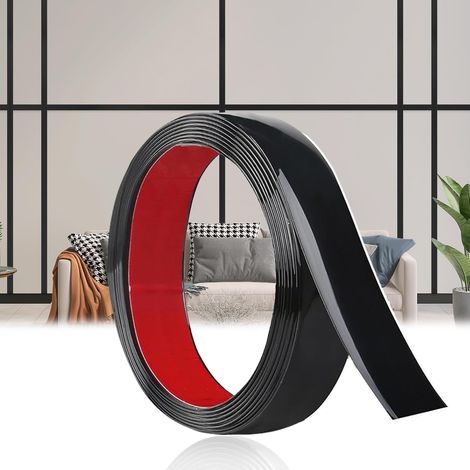 Moulure Murale Adhesive, Baguette de Finition, Moulure Decorative, Moulure Flexible pour Décoration de Meuble, Bordure de Miroir, Mur, Porte, Plafond (3 cm x 6 M, Noir) (1/5)