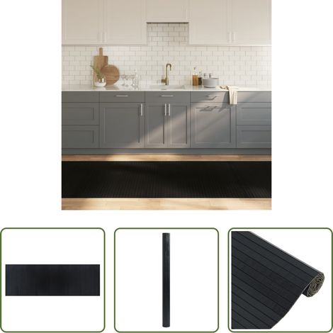 vidaXL Tapis rectangulaire noir 100x300 cm bambou (1/5)