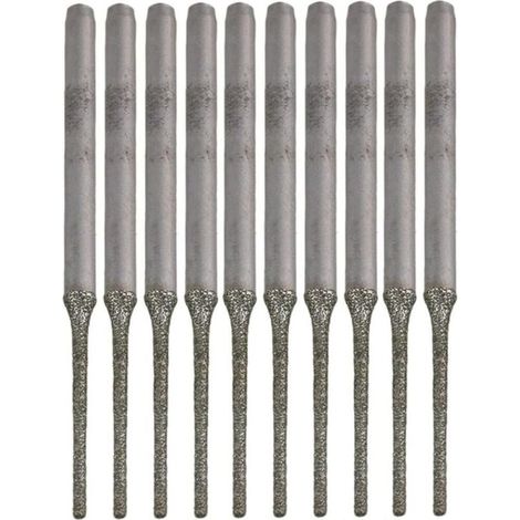 Set di 10 punte da trapano in argento con punta diamantata, lunghe e affilate, per forare minerali, perline, agate, gioielli e argento.