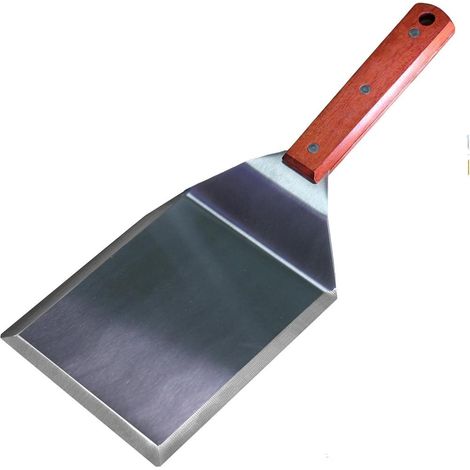 Extra breiter Wender aus Edelstahl mit Holzgriff, fur Grill und Kuche, groer Grillwender robust (1/3)