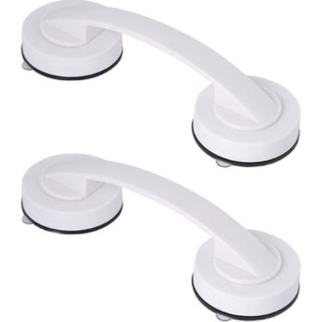 2 piezas, Asa con ventosa, Asa con ventosa, Asa de ayuda, Manija para puerta de cristal, 19,46,55 cm, Blanco, Para ducha e inodoro (1/5)