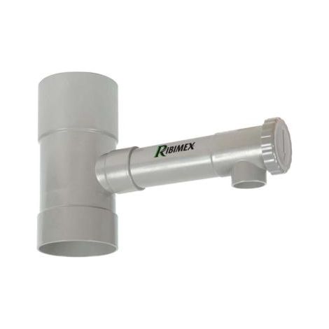 Ribimex – Récupérateur d'eau de pluie 100mm – Se branche sur descente de gouttière – 2 parties PVC avec robinet d'arrêt – Pour chantiers humides