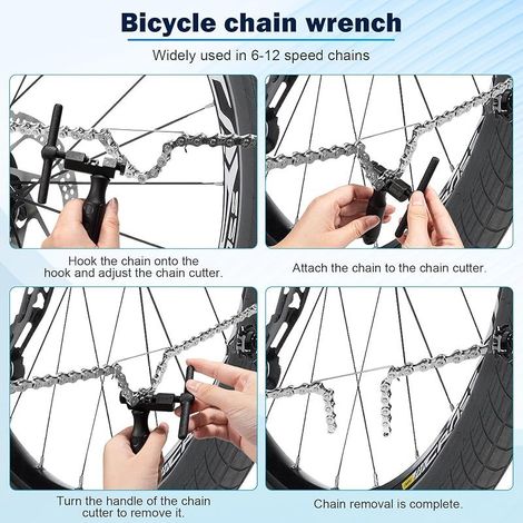 Kit d'Outils Réparation Chaîne Vélo, Pince à Chaîne Bicyclette, Démonte-Chaîne et Jauge d'usure, Maillon de Chaîne Rapide, Compatible 6 à 11 Vitesses pour VTT et Vélo de Route