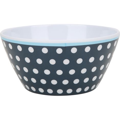 Bol alimentaire écologique de grande taille (148 x 72 mm) pour salades et soupes, bleu foncé à pois. (1/5)