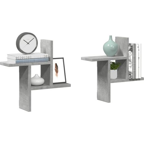 vidaXL Wall Shelves 2 pcs Concrete Grey 38x12x38 cm Engineered Wood (1/5)