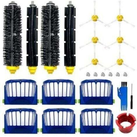 Accessoires Kit pour irobot Roomba 600 694 692 650 660 651, 6x Brosse Latérale 6x Filtre 4x Brosse à rouleau principale Balai Pièces de Rechange