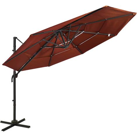 Sonnenschirm mit Aluminium-Mast 4-lagig Terrakottarot 3x3 m