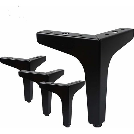 Lot de 4 Pieds de Meubles Charge Jusqu'à 600 KG, Pied de Table Modernes en Métal en Forme de Triangle, Pied Meuble Épingle pour Placard, Canapé, avec 16 Vis et 4 Protège Pieds, Noir(15cm) (1/5)