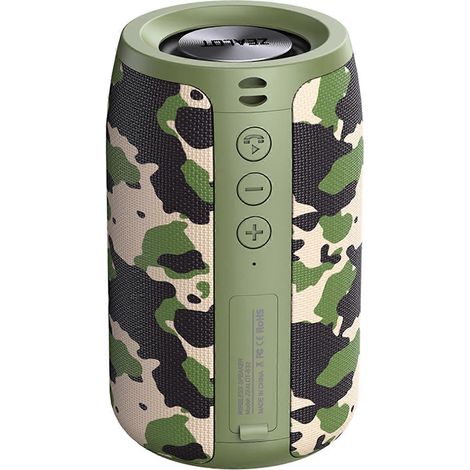 Enceinte mini sans fil Bluetooth portable ZEALOT S32, camouflage gris-vert, étanche, idéale pour l'extérieur. (1/4)