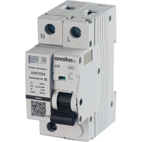 Parafoudre modulaire monophasé Type 2 autoprotégé à cartouche 20kA