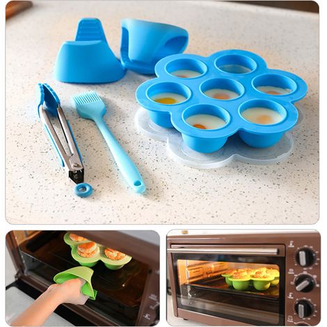 Silikon-Eiswürfelform mit 7 Mulden, hitzebeständig, für Säuglingsnahrung, blau. (1/5)