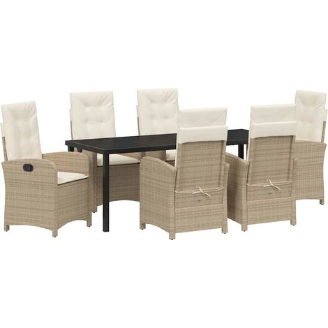 Maison Exclusive - Set da Pranzo per Giardino con cuscino 7 pcs Beige polyrattan