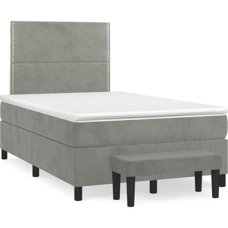 Maison Exclusive - Giroletto a Molle con Materasso Grigio Chiaro 120x200cm Velluto (1/5)