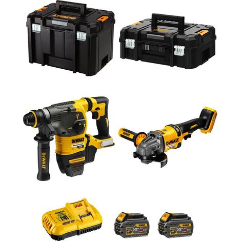 Dewalt – Pack de 2 outils électroportatifs 54V/18V – Perforateur-burineur DCH333 – Meuleuse DCG418 – 2 batteries 6.0Ah – Coffret TSTAK II et VI (1/5)