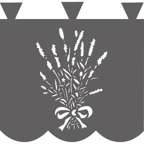 Küchenvorhang in Lavendel mit durchbrochenem Blumenmuster, grau, 35x35