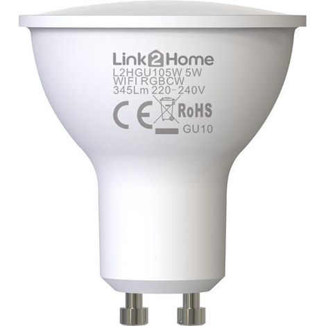 Link2Home Wi-Fi Enabled GU10 RGB LED Smart Lamp Pack of 4 (Model: L2HGU105W-4PK) (1/2)