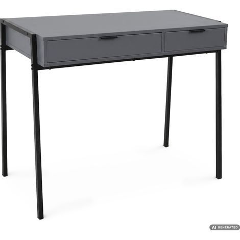 Escritorio de ordenador de estilo industrial Grafito ZENTIA 100 cm 2 cajones Patas negras (1/5)
