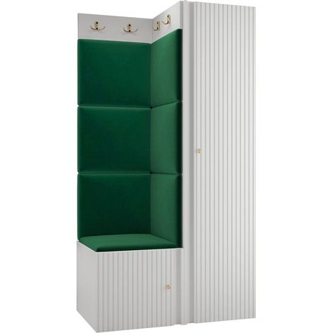 Meuble d'entrée Hartford 390, Manila 35, 186x82x46cm, MDF, Stratifié, Tissu, Murale, À poser