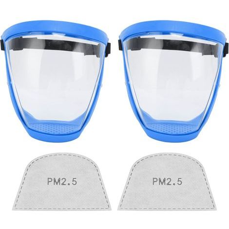 2 pièces Masque de Protection Transparent Réutilisable avec Élastique et Filtres Cotons, Bleu et Blanc pour Enfants (1/5)