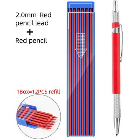 Porte-mine de soudage avec 12 recharges à bande rouge, marquages métalliques pour porte-mines de soudage, fabriqué en rouge (1/5)