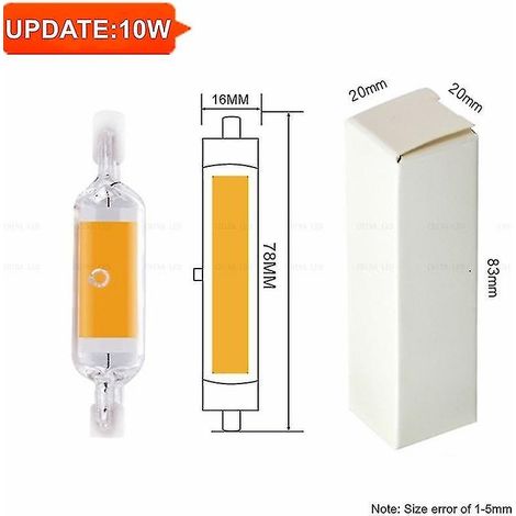 Ampoule LED R7s 78 mm 8 W 10 W, spot 118 mm 15 W 25 W, 110 V 220 V 230 V 240 V, tube en verre de remplacement pour ampoule COB 30 W (1/5)