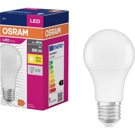 OSRAM HOMELIGHTING 4099854109775 LED CEE F (A - G) E27 forme de poire 8.5 W = 60 W blanc chaud (Ø x H) 60 mm x 60 mm 1 pc(s) Q519223 (1/5)
