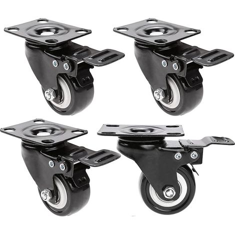 Juego de 4 ruedas dobles con freno, capacidad de carga de 200 kg, poliuretano, para muebles y sillas. (1/5)