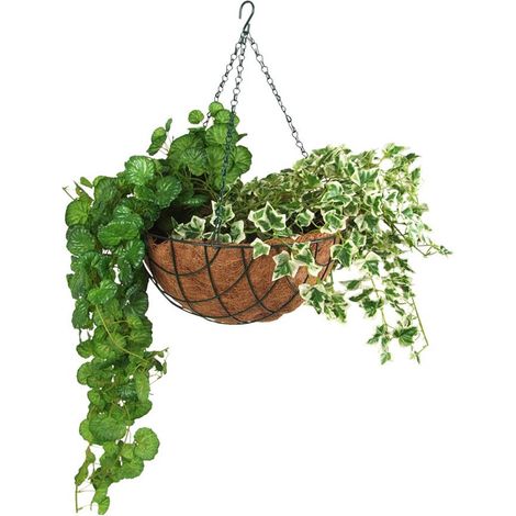 Blumenampel 35cm mit Kokosfaser Pflanzeinlage Hängeampel Hängeschale Pflanztopf (1/2)