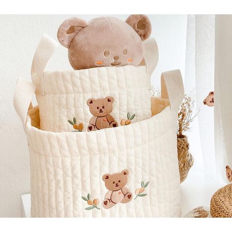 Cesto de ropa con forma de oso beige de , ideal para la habitación del bebé, almacenamiento infantil o decoración para niñas y niños.