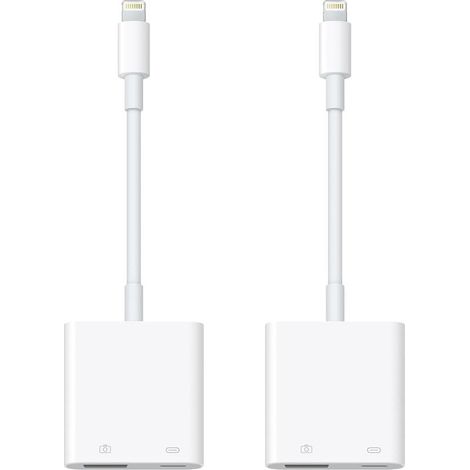 Lot de 2 adaptateurs Lightning vers USB pour appareil photo avec port de charge pour iPhone, adaptateur OTG femelle USB 3.0 compatible avec carte iPhone/iPad, lecteurs, clés USB, claviers, souris (1/5)